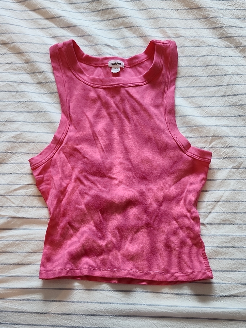 Garage Pink Ribbed Cropped Tank
